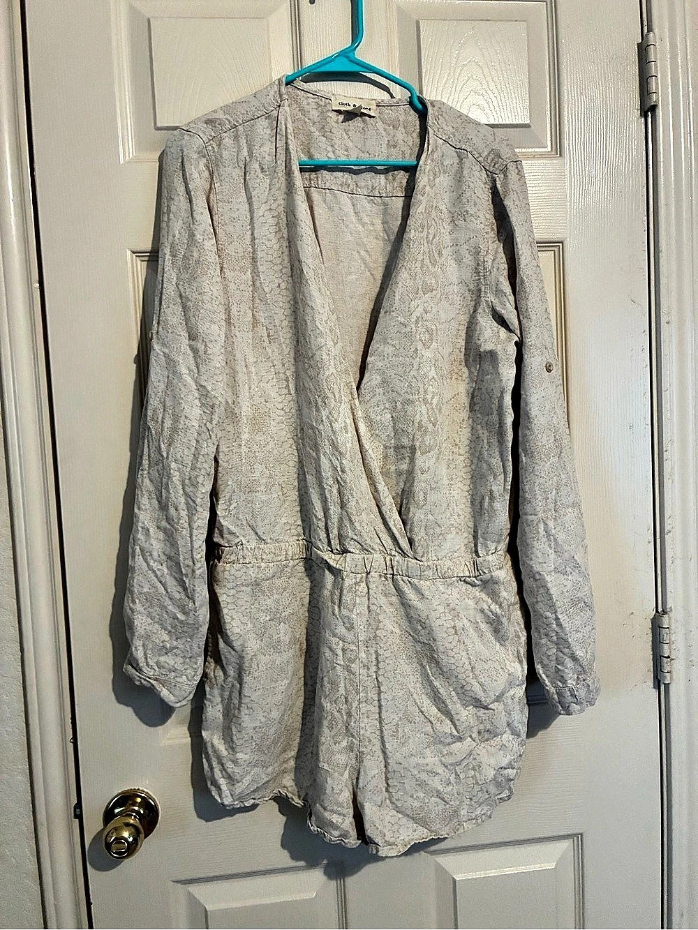 cloth & stone Abstract Linen Blend Romper Large